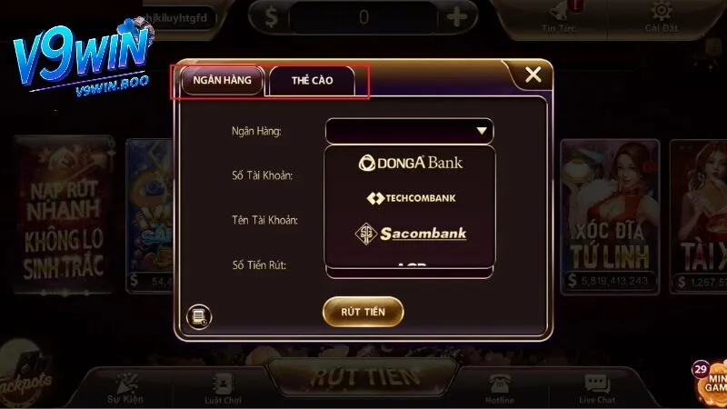 Hướng dẫn chi tiết cách rút tiền V9win